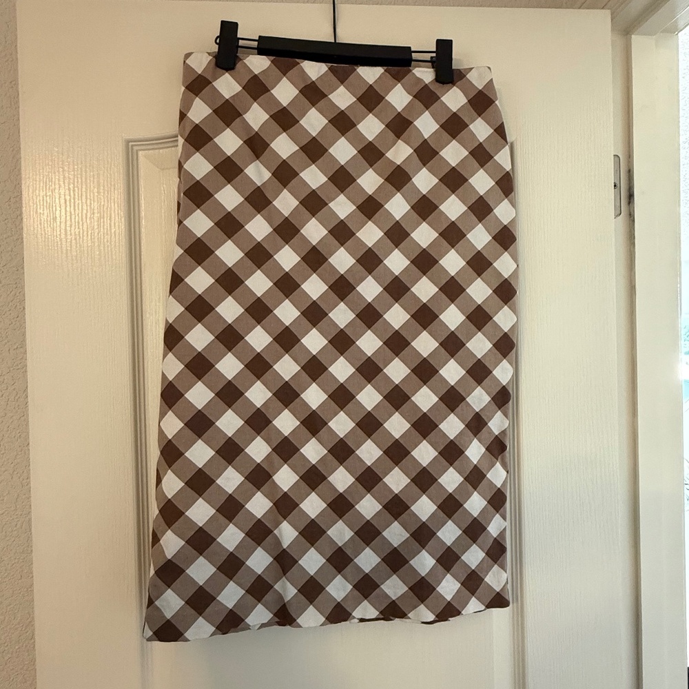 New York & Company brown checkered pencil skirt